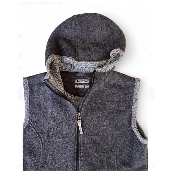 Marmot womens size L hooded full zip sherpa lined fleece Vest Outdoor Warm - Picture 3 of 6
